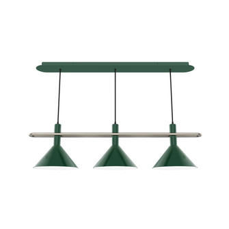 Raceway Three Light Linear Pendant in Forest Green w/Brushed Nickel (518|CHR4224296)
