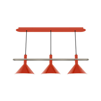 Raceway Three Light Linear Pendant in Vermillion w/Brushed Nickel (518|CHR4222696)