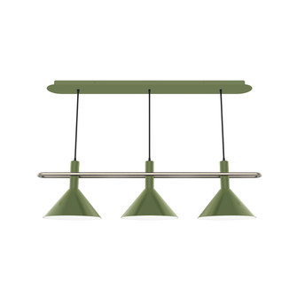 Raceway Three Light Linear Pendant in Fern Green w/Brushed Nickel (518|CHR4222296)