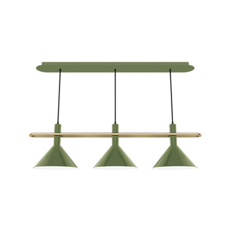 Raceway Three Light Linear Pendant in Fern Green w/Brushed Brass (518|CHR4222291)