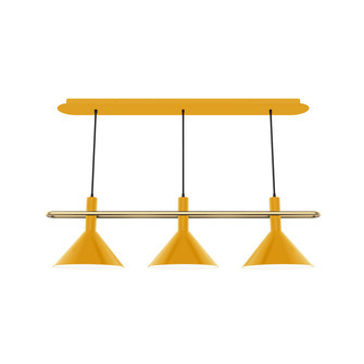 Raceway Three Light Linear Pendant in Bright Yellow w/Brushed Brass (518|CHR4222191)