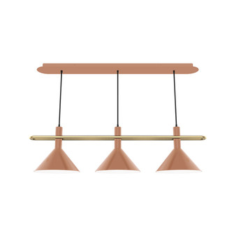 Raceway Three Light Linear Pendant in Terracotta w/Brushed Brass (518|CHR4221991)