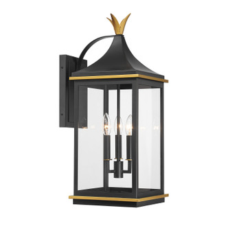 Simpson Three Light Outdoor Wall Sconce in Matte Black + Textured Gold (60|SIM803MKTG)