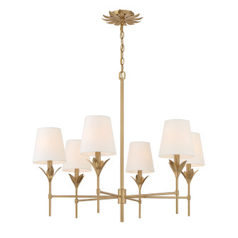 Broche Six Light Chandelier in Antique Gold (60|568GA)