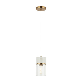 Marmor One Light Pendant in Aged Gold Brass + White Marble (423|C39901AG)