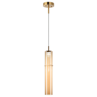 Bambu LED Pendant in Aged Gold Brass + Amber Glass (423|C30611AGAM)