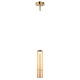 Bambu One Light Pendant in Aged Gold Brass + Amber Glass (423|C30601AGAM)