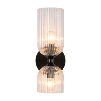 Nelly Two Light Vanity in Matte Black/Clear Ribbed Glass (452|WV442612MBCR)