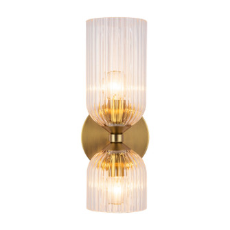 Nelly Two Light Vanity in Brushed Gold/Clear Ribbed Glass (452|WV442612BGCR)