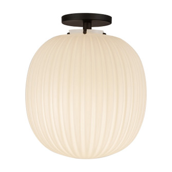 Cherise One Light Semi-Flush Mount in Matte Black/Glossy Ribbed Opal Glass (452|SF579112MBGR)