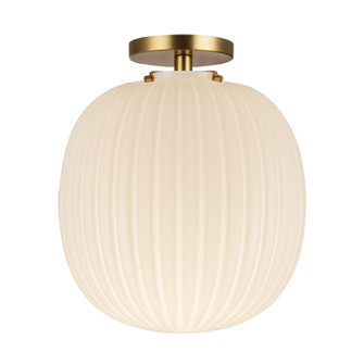 Cherise One Light Semi-Flush Mount in Brushed Gold/Glossy Ribbed Opal Glass (452|SF579112BGGR)