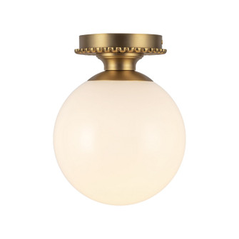 Otis One Light Semi-Flush Mount in Brushed Gold/Glossy Opal Glass (452|SF430108BGGO)