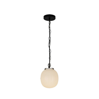 Cherise One Light Pendant in Matte Black/Glossy Ribbed Opal Glass (452|PD579107MBGR)