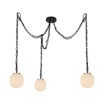 Cherise Three Light Pendant in Matte Black/Glossy Ribbed Opal Glass (452|MP579707MBGR)