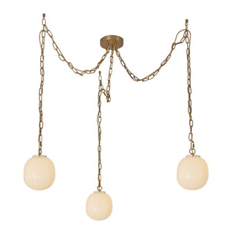 Cherise Three Light Pendant in Brushed Gold/Glossy Ribbed Opal Glass (452|MP579707BGGR)
