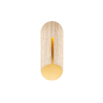 Clog LED Outdoor Wall Sconce in Beige Travertine/Aged Brass (281|WSW1052227WVAB)