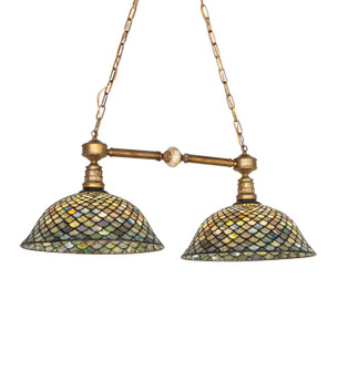 Tiffany Fishscale Two Light Island Pendant in Brass Powder Coat (57|282888)