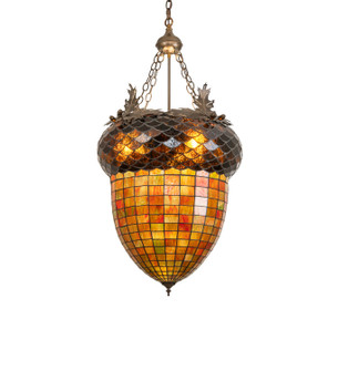 Acorn & Oak Leaf Three Light Pendant in Antique Copper (57|281236)