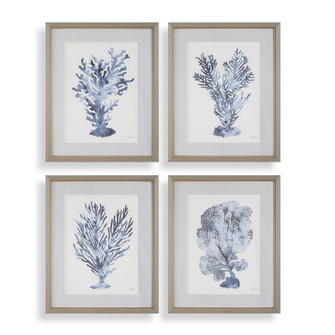 Shibori Coral Framed Prints, Set/4 in Light Gray Wood (52|32428)