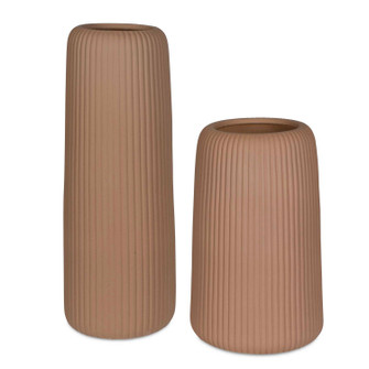 Ridge Vases, Set/2 in Brown Ribbed (52|18217)