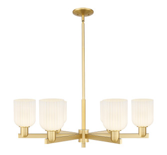Arcadia Six Light Chandelier in Satin Gold (405|7166CRSGG5595GWH)