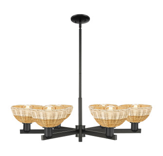 Arcadia Six Light Chandelier in Matte Black (405|7166CRBKNBD275NAT)