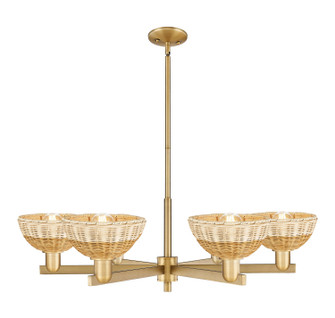 Arcadia Six Light Chandelier in Brushed Brass (405|7166CRBBNBD275NAT)