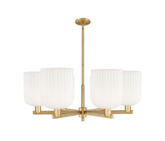 Arcadia Six Light Chandelier in Brushed Brass (405|7166CRBBG5598GWH)