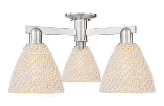 Arcadia Three Light Semi-Flush Mount in Brushed Satin Nickel (405|7163FSNNBD75NAT)