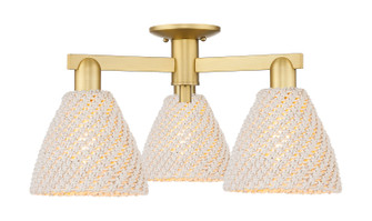 Arcadia Three Light Semi-Flush Mount in Satin Gold (405|7163FSGNBD75NAT)