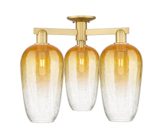 Arcadia Three Light Semi-Flush Mount in Satin Gold (405|7163FSGG4847AM)