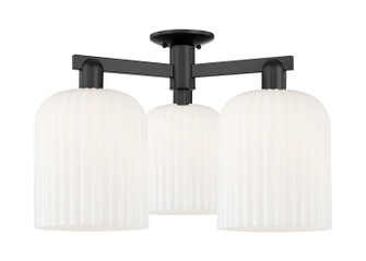 Arcadia Three Light Semi-Flush Mount in Matte Black (405|7163FBKG5598GWH)