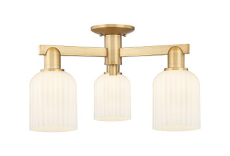 Arcadia Three Light Semi-Flush Mount in Brushed Brass (405|7163FBBG5595GWH)