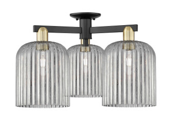 Arcadia Three Light Semi-Flush Mount in Black Antique Brass (405|7163FBABG5598SM)
