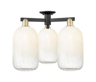 Arcadia Three Light Semi-Flush Mount in Black Antique Brass (405|7163FBABG4827OP)