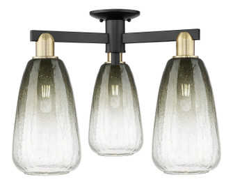 Arcadia Three Light Semi-Flush Mount in Black Antique Brass (405|7163FBABG4806SL)