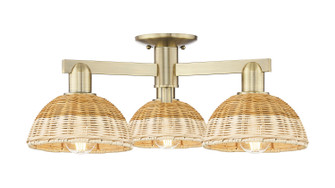 Arcadia Three Light Semi-Flush Mount in Antique Brass (405|7163FABNBD275NAT)