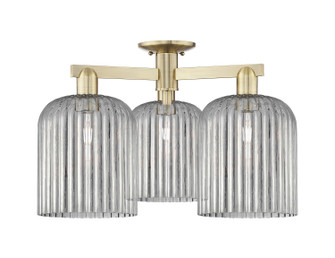 Arcadia Three Light Semi-Flush Mount in Antique Brass (405|7163FABG5598SM)