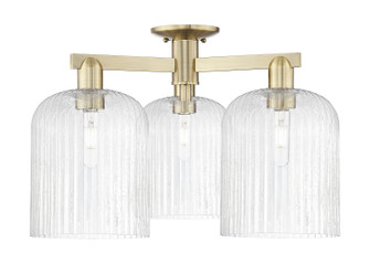 Arcadia Three Light Semi-Flush Mount in Antique Brass (405|7163FABG5598SDY)