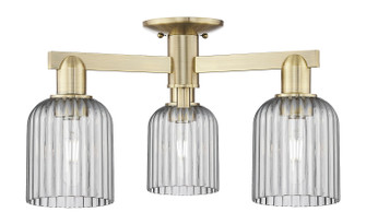 Arcadia Three Light Semi-Flush Mount in Antique Brass (405|7163FABG5595SM)