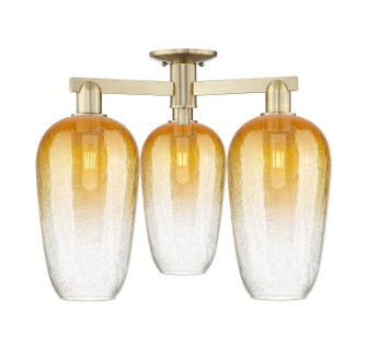 Arcadia Three Light Semi-Flush Mount in Antique Brass (405|7163FABG4847AM)