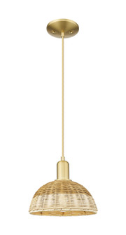 Arcadia One Light Mini Pendant in Satin Gold (405|7161PSGNBD29NAT)