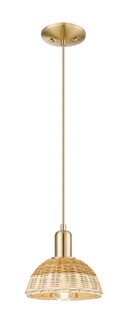 Arcadia One Light Mini Pendant in Champagne Bronze (405|7161PCBNBD275NAT)