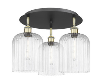 Ballston Three Light Semi-Flush Mount in Black Antique Brass (405|5163CBABG5598CL)