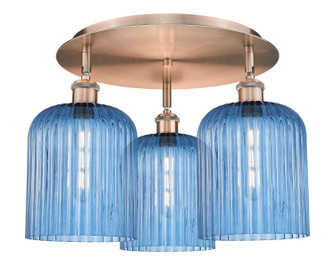 Ballston Three Light Semi-Flush Mount in Antique Copper (405|5163CACG5598BL)