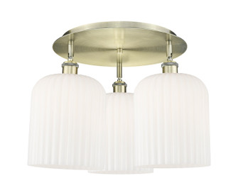 Ballston Three Light Semi-Flush Mount in Antique Brass (405|5163CABG5598GWH)