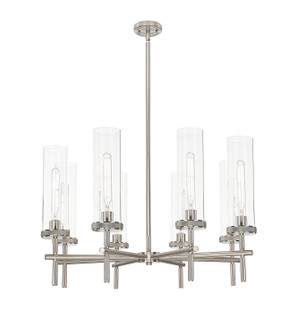 Downtown Urban Eight Light Chandelier in Satin Nickel (405|4718CRSNG47112CL)