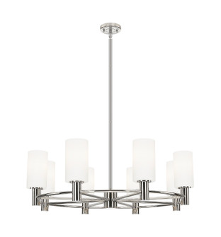 Downtown Urban Eight Light Chandelier in Polished Nickel (405|4348CRPNG4347WH)