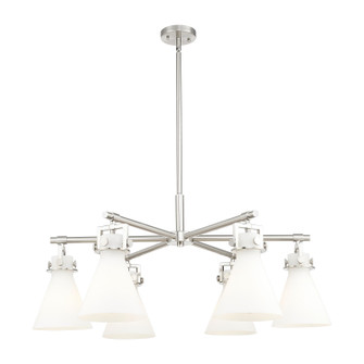 Downtown Urban Six Light Chandelier in Satin Nickel (405|4116CRSNG4117WH)