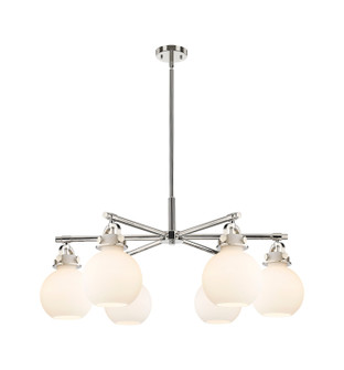 Downtown Urban Six Light Chandelier in Polished Nickel (405|4106CRPNG4107WH)
